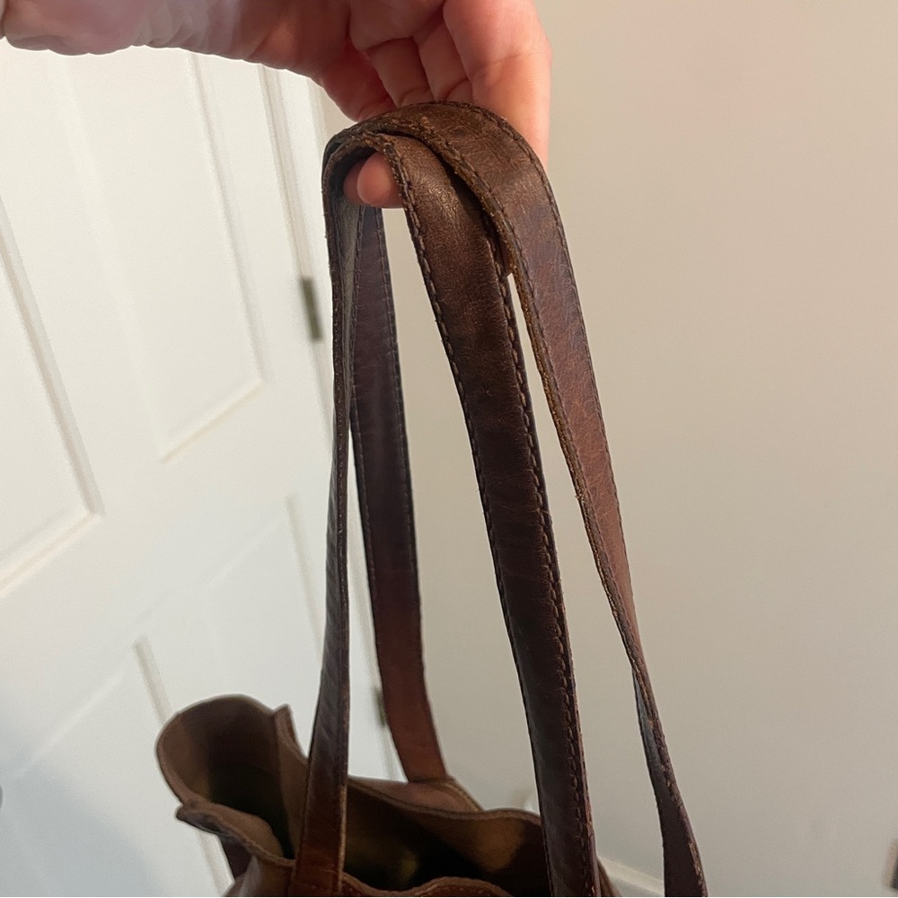 J. Crew Brown Pebble Leather Tote Bag - Picture 4 of 7